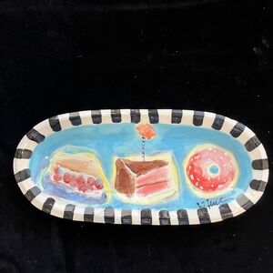 Handmade Ceramic Serving Platter “Happy Birthday “15”x7” Original Design